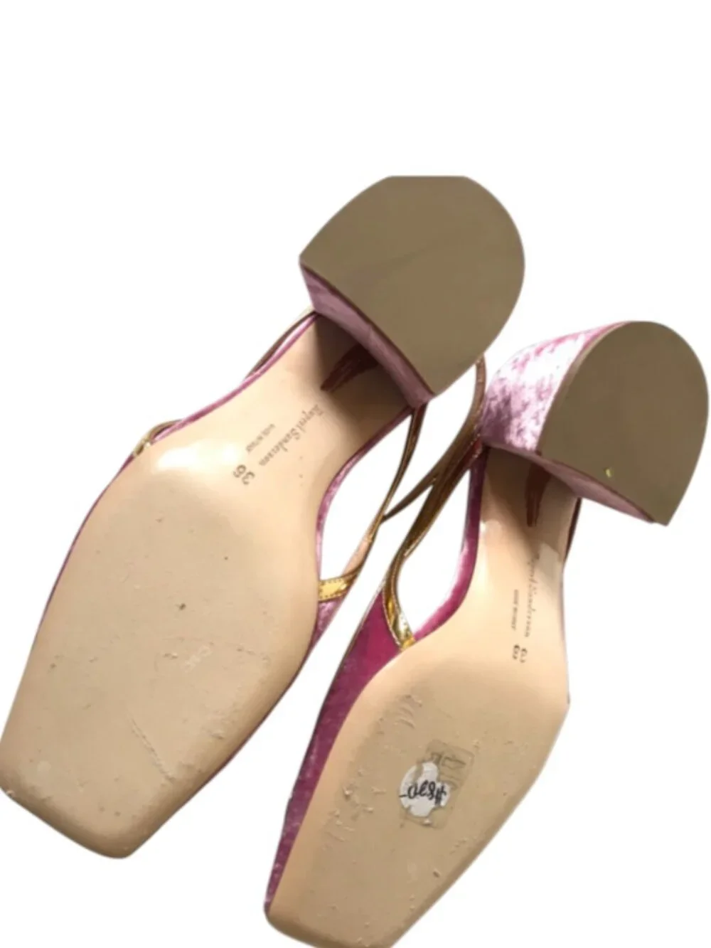 Rupert Sanderson Cavalla Slingback Pumps Heels Womens 36 6 Pink Velvet Gold $820